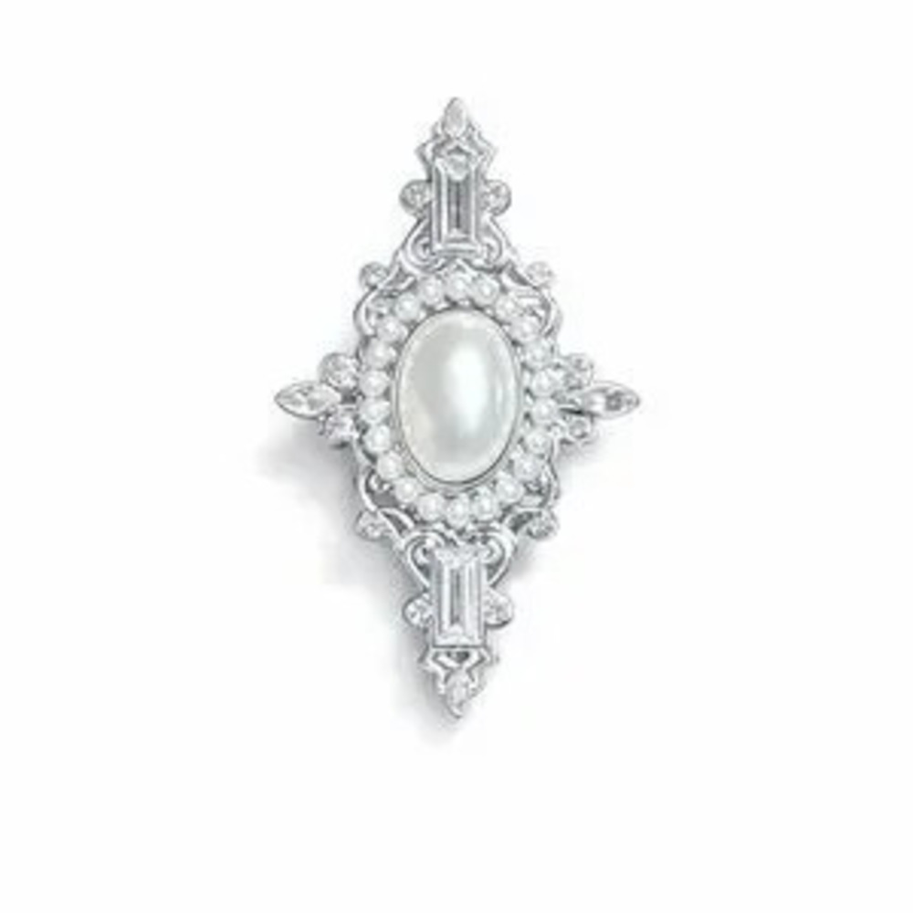 Vintage Design Silver and Pearl Brooch